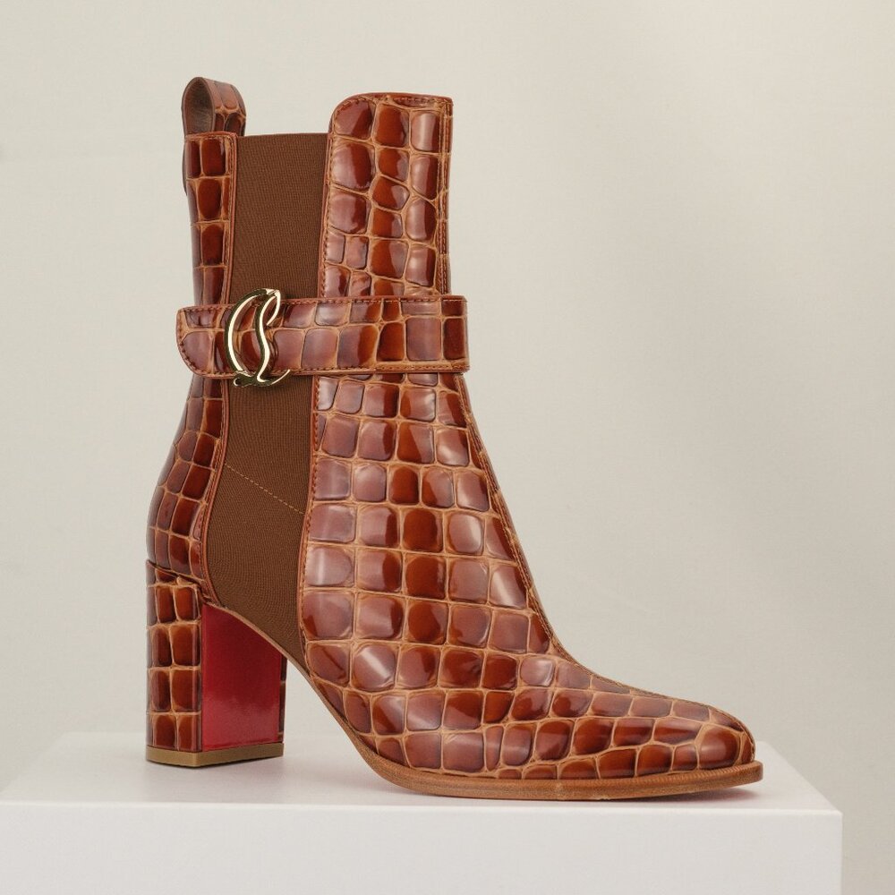 Christian Louboutin CL Chelsea Calf Ali Ankle Boots, Acajou, EU 39/US 9